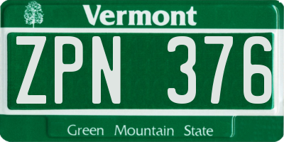 VT license plate ZPN376