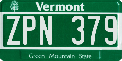 VT license plate ZPN379
