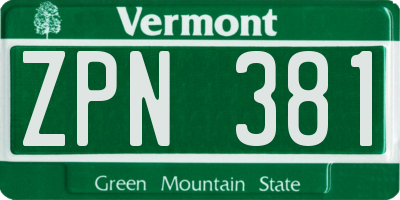 VT license plate ZPN381