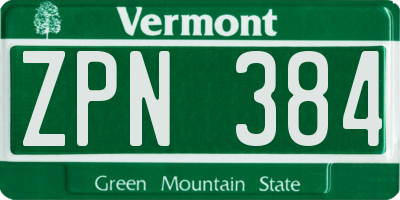 VT license plate ZPN384