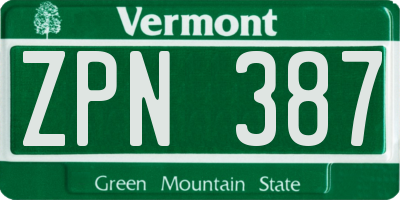 VT license plate ZPN387