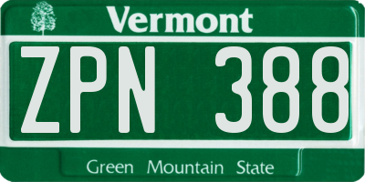 VT license plate ZPN388