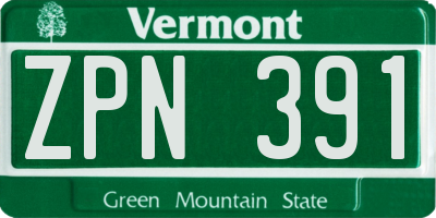 VT license plate ZPN391