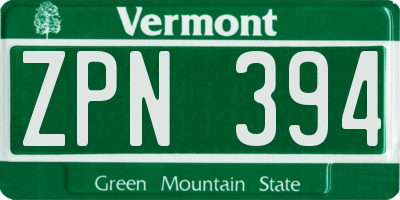 VT license plate ZPN394