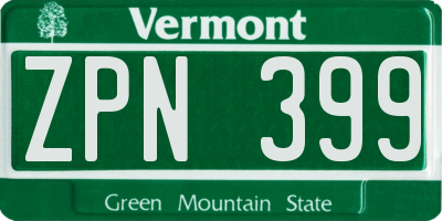 VT license plate ZPN399