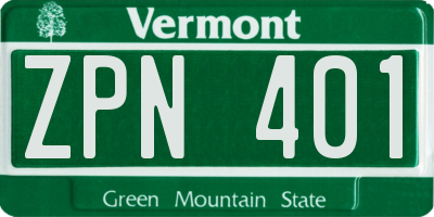 VT license plate ZPN401