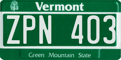 VT license plate ZPN403