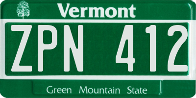 VT license plate ZPN412