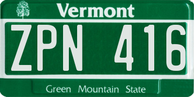 VT license plate ZPN416