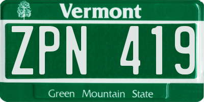 VT license plate ZPN419