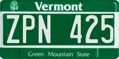 VT license plate ZPN425