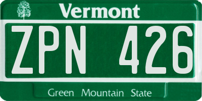 VT license plate ZPN426