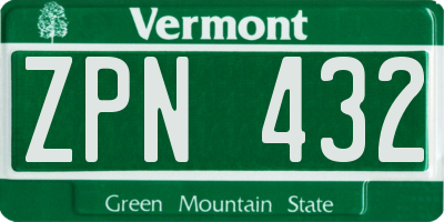 VT license plate ZPN432