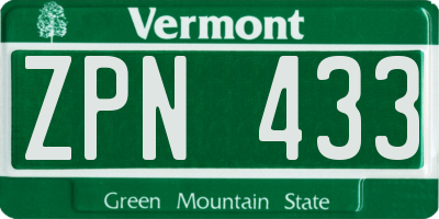 VT license plate ZPN433