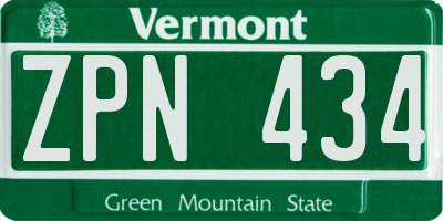 VT license plate ZPN434