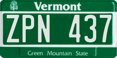 VT license plate ZPN437