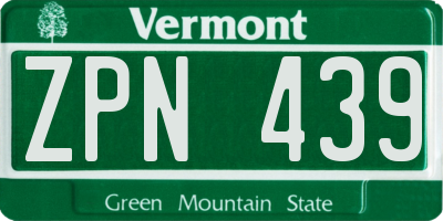 VT license plate ZPN439