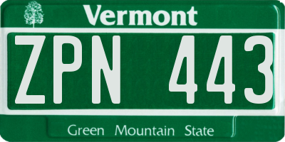 VT license plate ZPN443