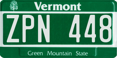 VT license plate ZPN448