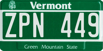 VT license plate ZPN449