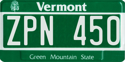 VT license plate ZPN450