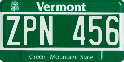 VT license plate ZPN456