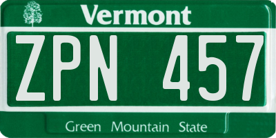 VT license plate ZPN457