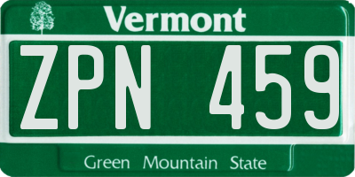 VT license plate ZPN459
