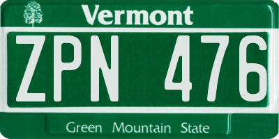 VT license plate ZPN476