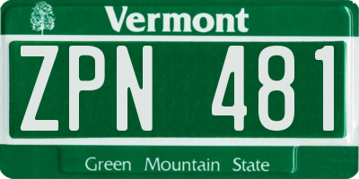 VT license plate ZPN481