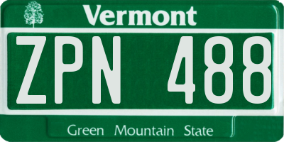 VT license plate ZPN488