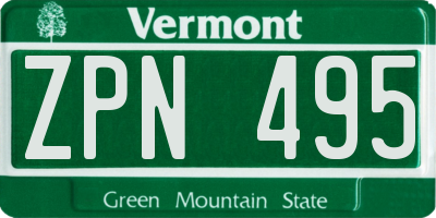 VT license plate ZPN495