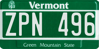 VT license plate ZPN496