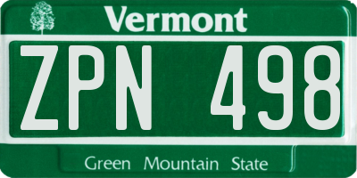 VT license plate ZPN498