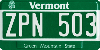 VT license plate ZPN503