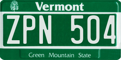 VT license plate ZPN504