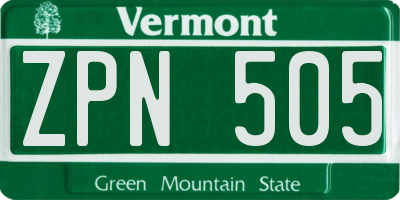 VT license plate ZPN505