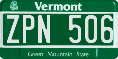 VT license plate ZPN506