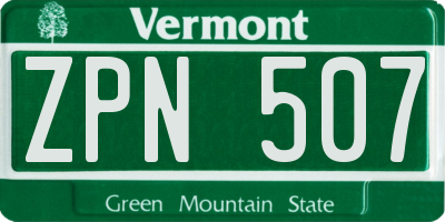 VT license plate ZPN507