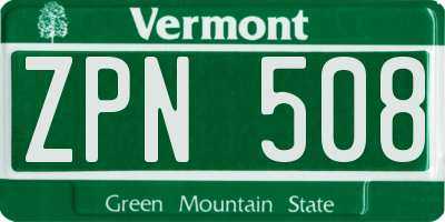 VT license plate ZPN508