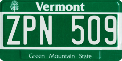 VT license plate ZPN509
