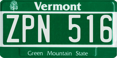 VT license plate ZPN516