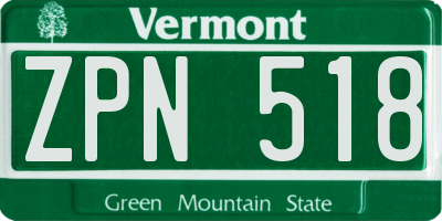 VT license plate ZPN518