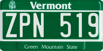 VT license plate ZPN519