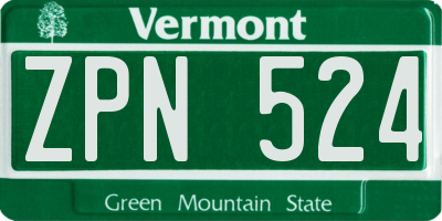 VT license plate ZPN524