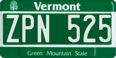 VT license plate ZPN525