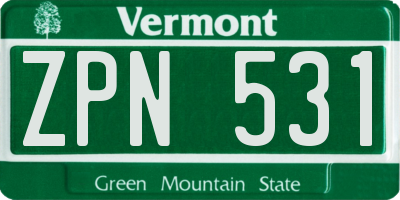 VT license plate ZPN531