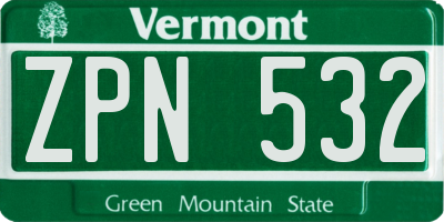 VT license plate ZPN532
