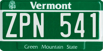 VT license plate ZPN541