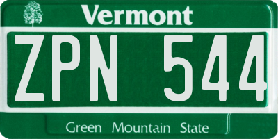 VT license plate ZPN544